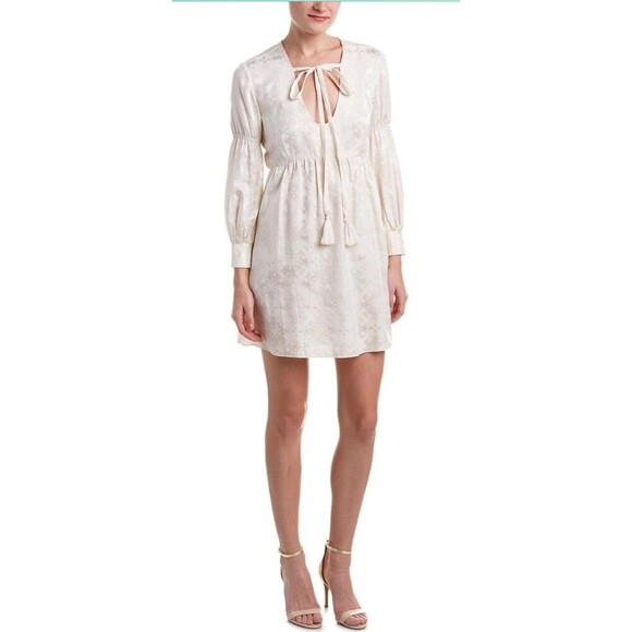 Rachel Zoe Women's Cream Jacquard Mini Dress Size 6 Cocktail Romantic Boho Chic - Picture 12 of 12